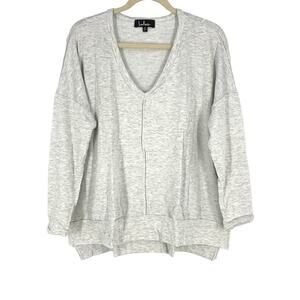 Lulus Heather Gray V-Neck Knit Pullover Top XS Long Sleeves NWT